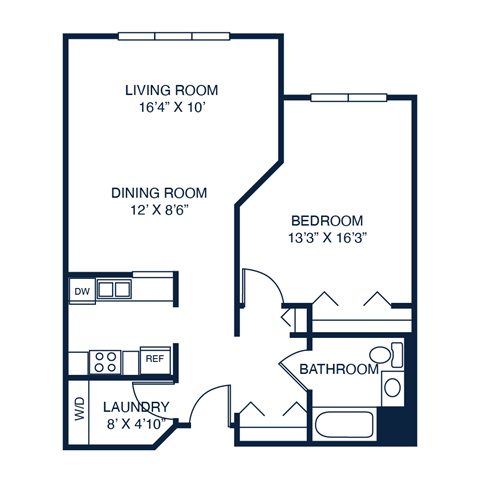 a floor plan of a 1 bedroom floor plan with an attic and a living room